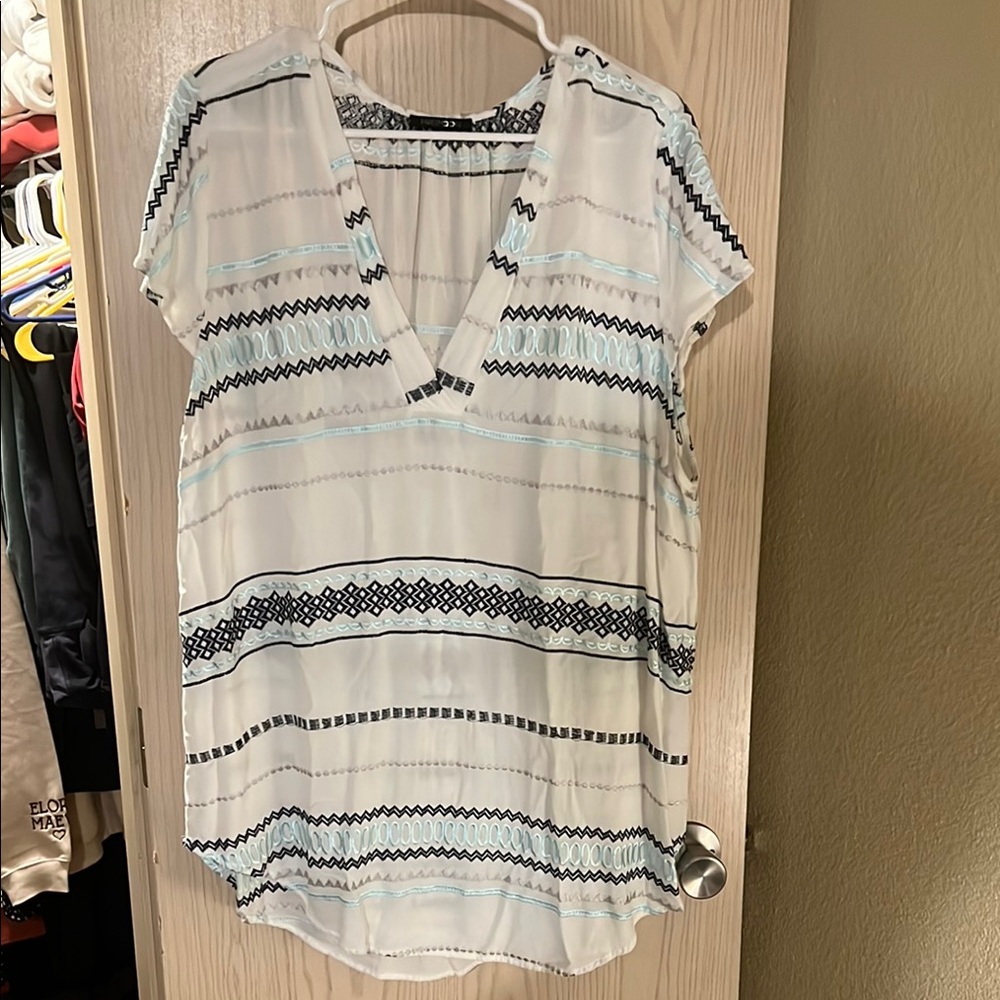 Papermoon White and Cream Cap Sleeve Blouse Relaxed Fit